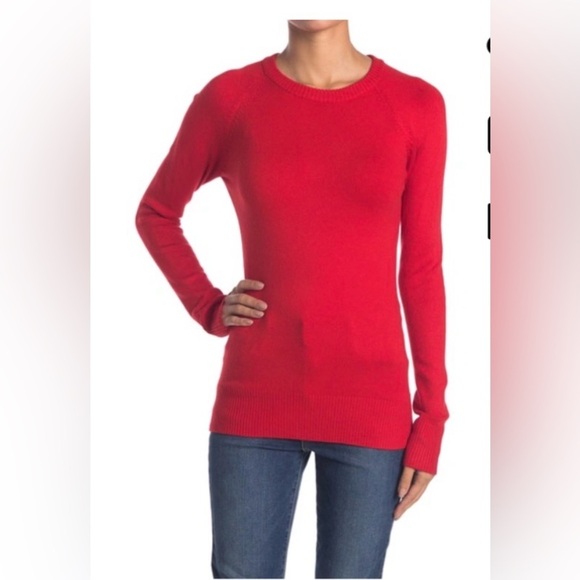 FRENCH CONNECTION Raglan Sleeve Crew Neck Sweater In Mars Red Size Large - Picture 9 of 10